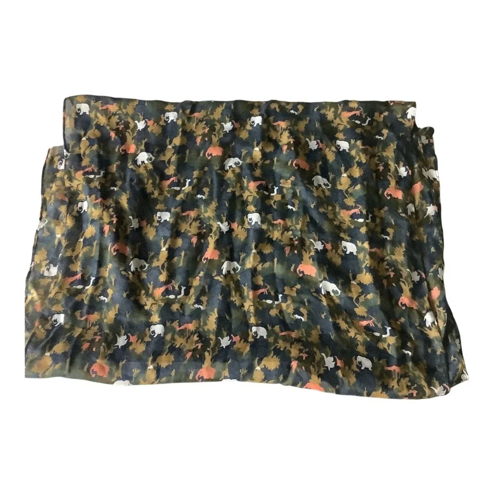 Women's Multicolor Elephant Print‎ Scarf Wrap Lightweight Rectangle Style
